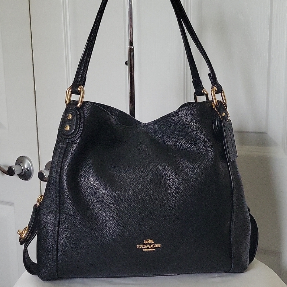 Coach Edie Black Pebbled Leather Shoulder Bag #57125